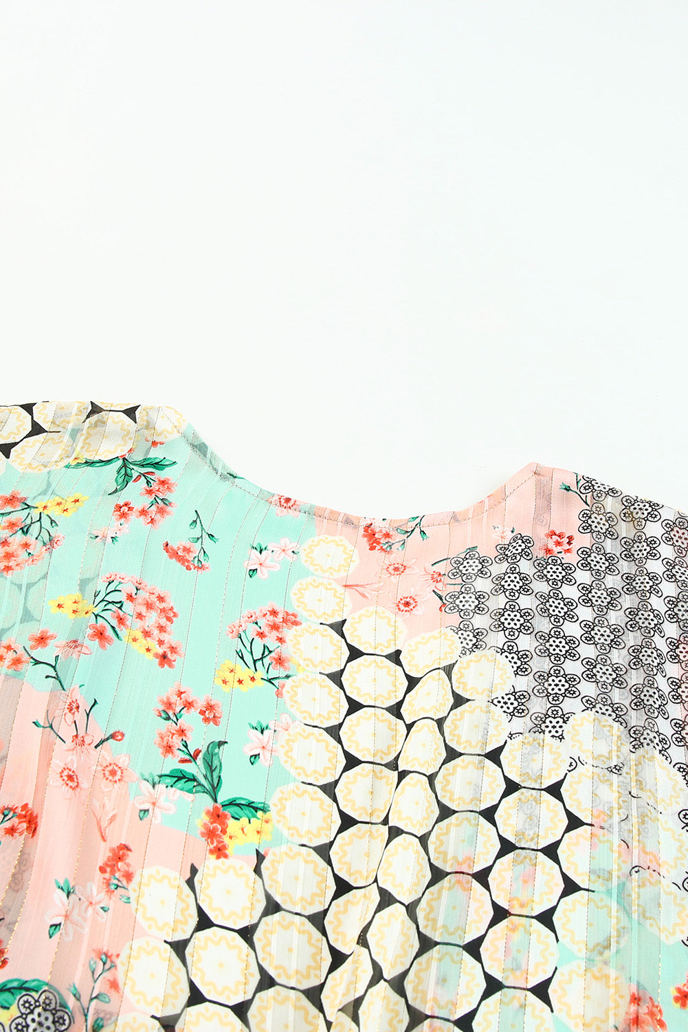 Veelkleurige bloemen open pure glanzende kimono