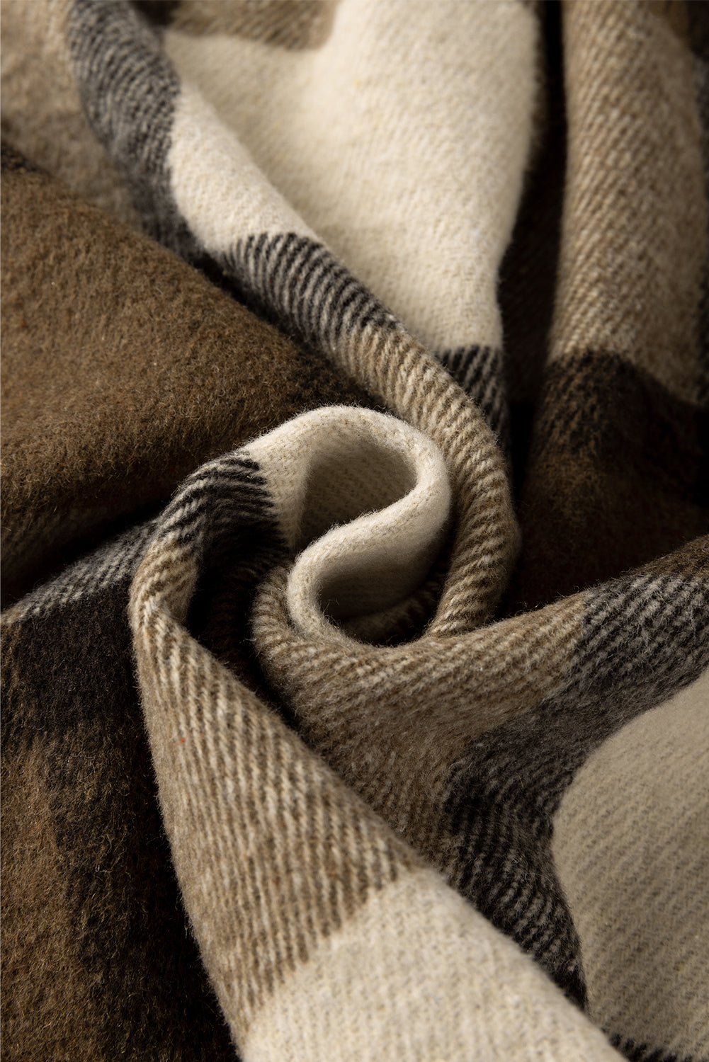 Perkament contrasterende geruite patchwork klepzak-shacket
