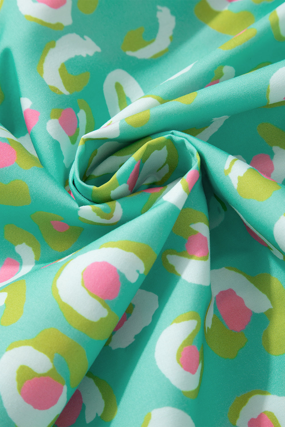 Groene abstracte bedrukte veterlantaarn mouw babydoll blouse