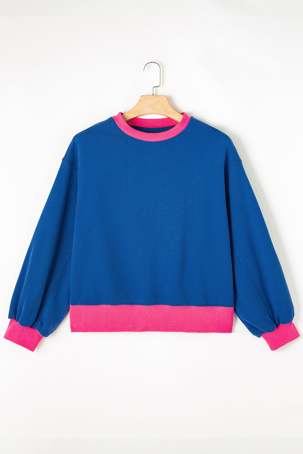 Blauw colorblock sweatshirt met bubbelmouwen
