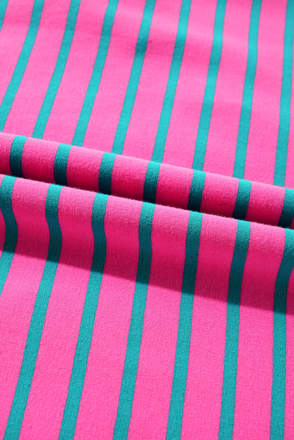 Roze streep collared v necy puff puff mouw t shirt jurk