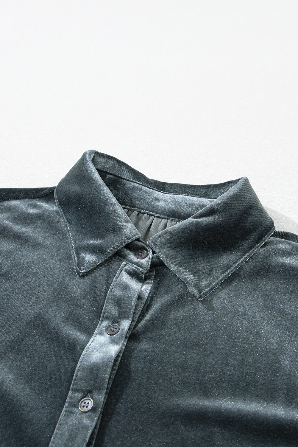 Donkergrijs tuniek-babydoll fluwelen shirt met 3/4 mouwen
