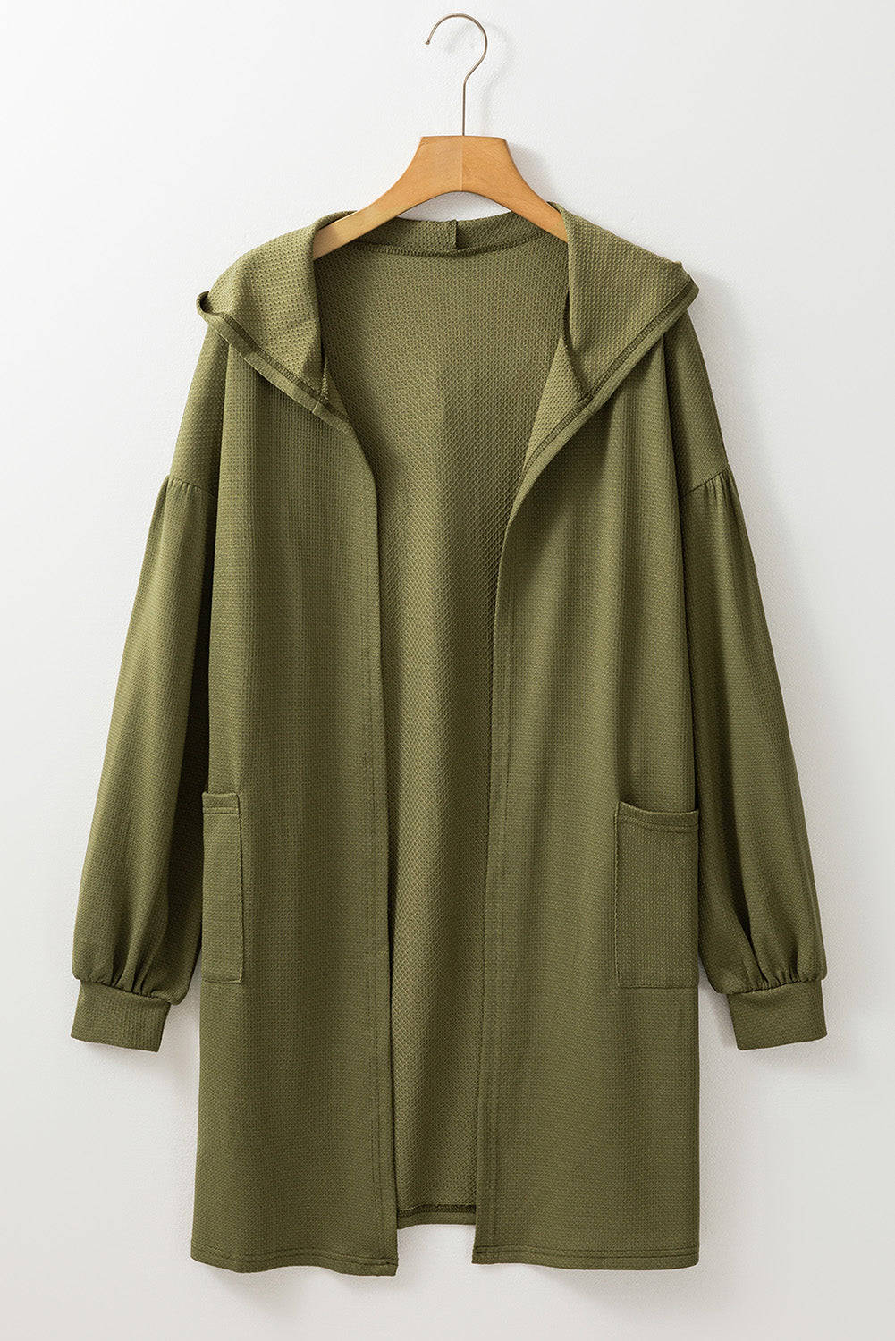Guacamole Groene Capuchon Zijsplit Open Cardigan met Zak
