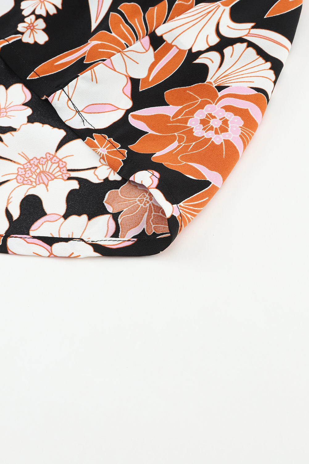 Bruine babydollblouse met 3/4 mouwen en bloemenprint
