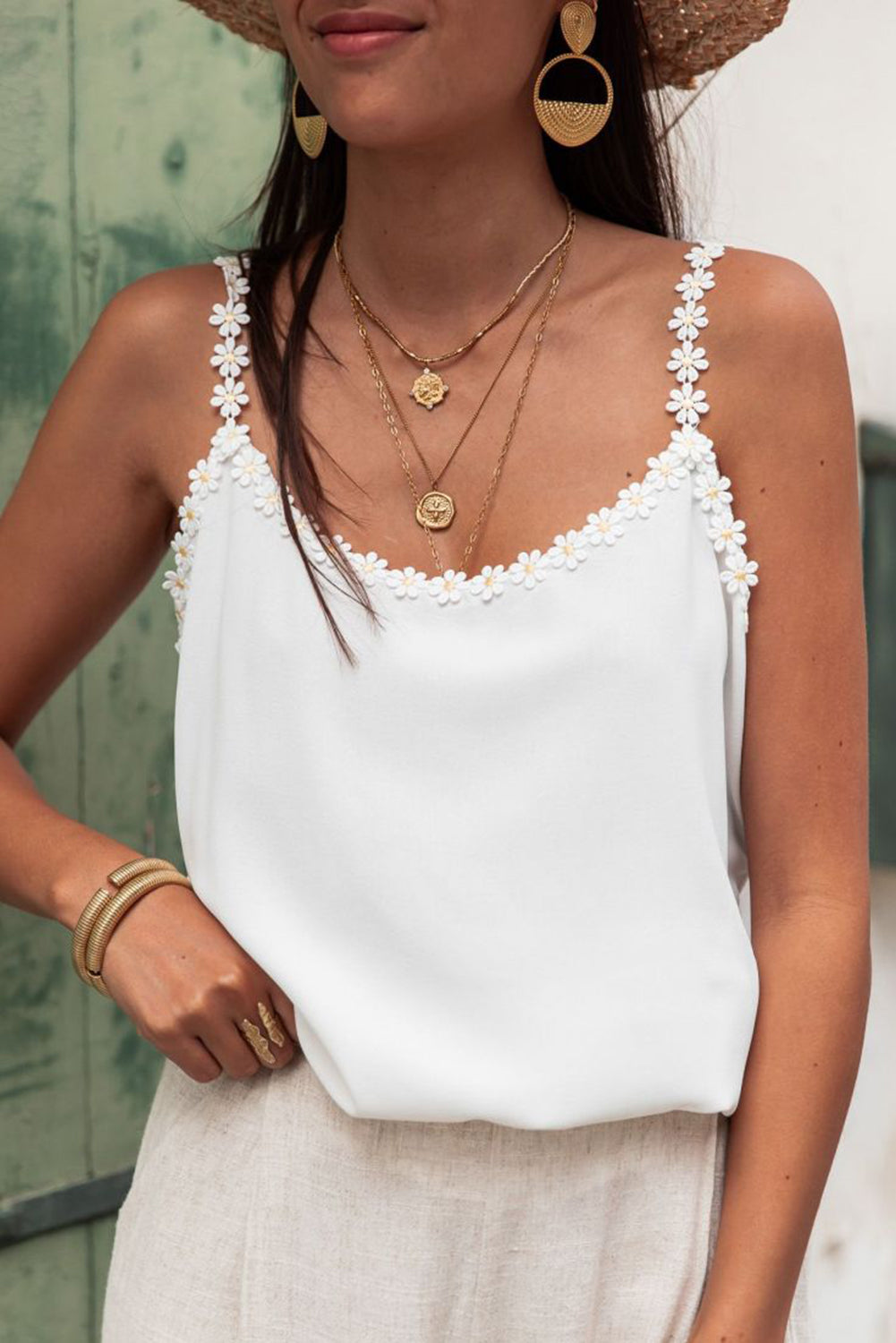 Witte margriet bloem bandjes tanktop