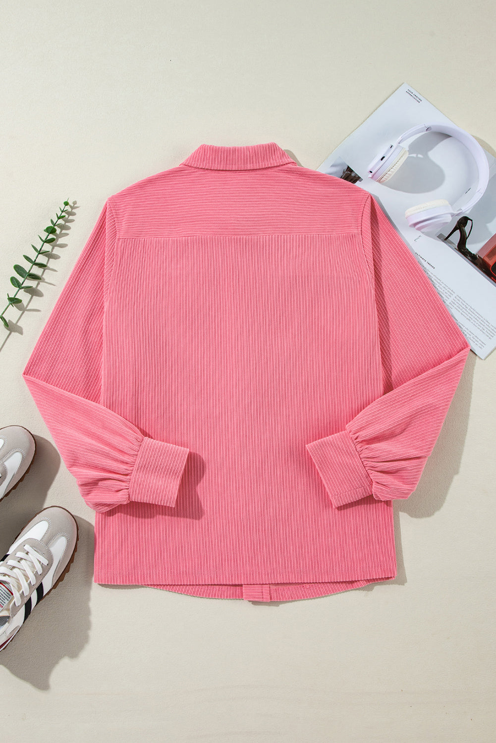 Bonbon Corduroy Flap Detail Knoopsluiting Split Shacket