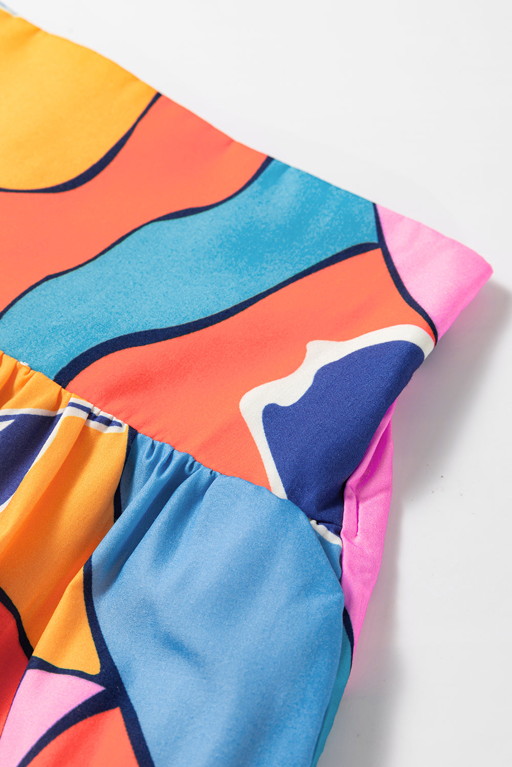 Roze bedrukte maxi-rok met hoge taille en zakken