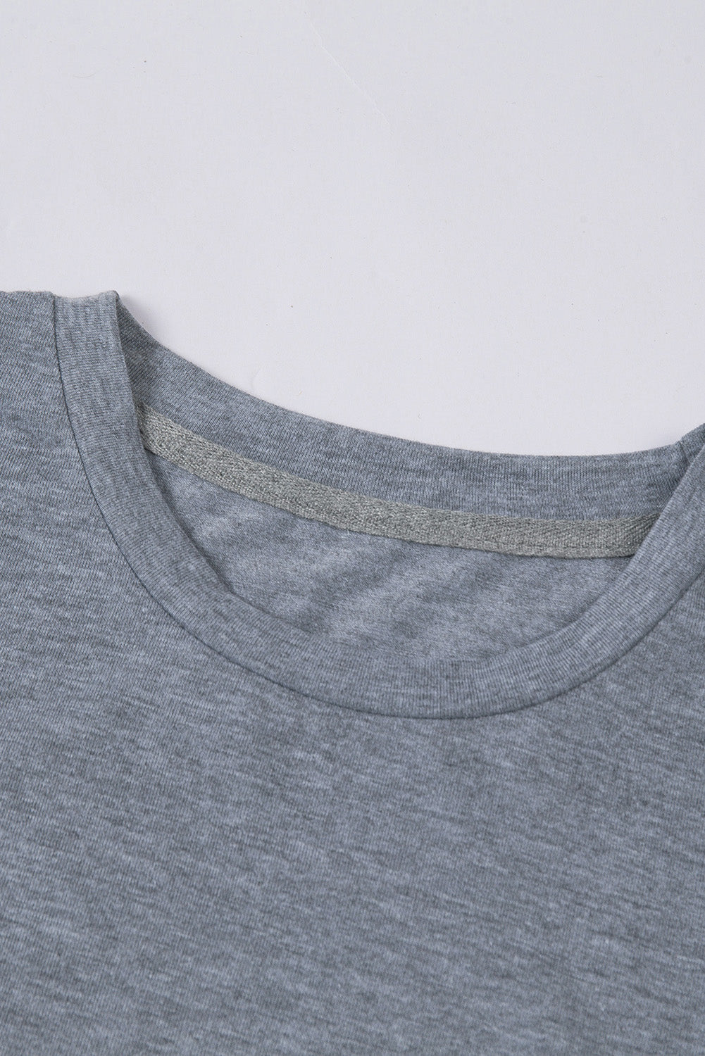 Grijs effen T-shirt met ronde hals