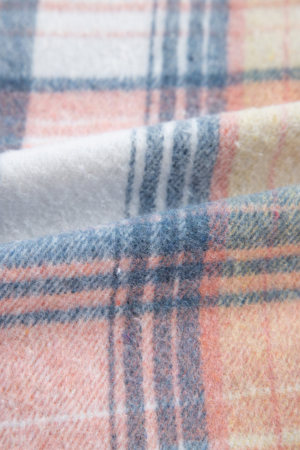 Lichtroze geruite corduroy patchwork borstzak-shacket