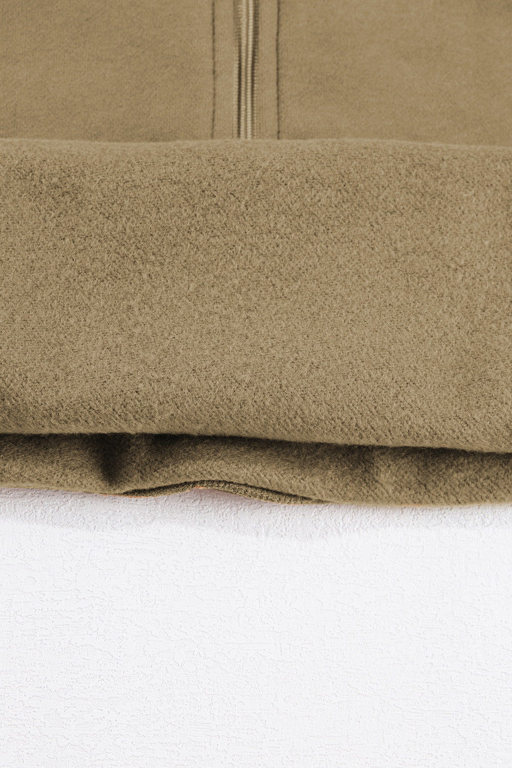 Smoke Green Fleece Lined Zip Up Stand Collar Thumbhole Sleeve Sweatshirt