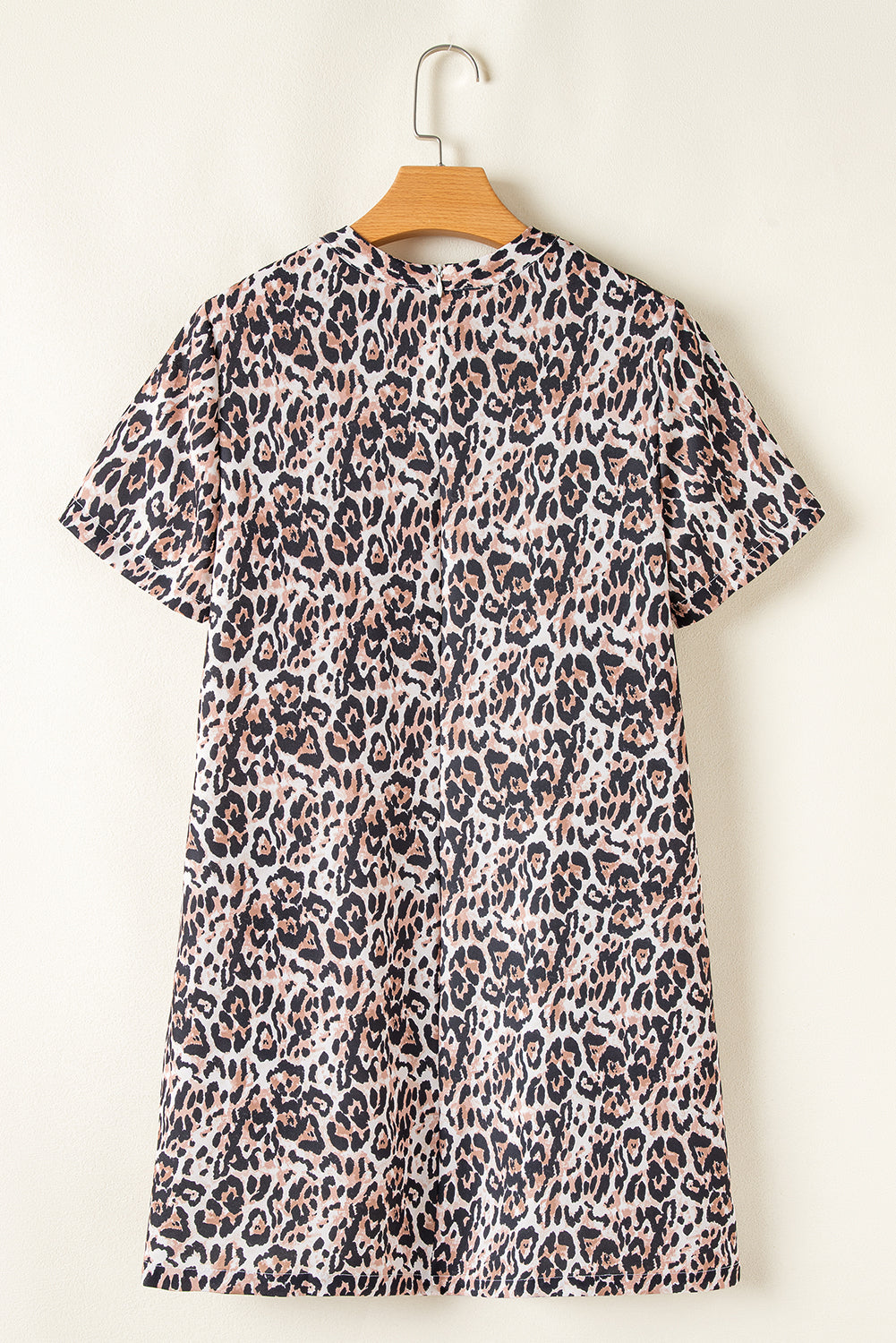 Bruine luipaard Print Crew Neck Shift Short T -shirtjurk