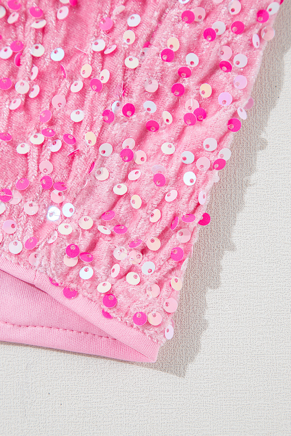 Roze pailletten een schouder pofmouw bodycon mini-jurk