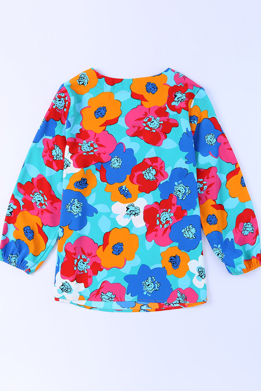 Blouse met veelkleurige bloemenprint, V-hals en 3/4 mouwen