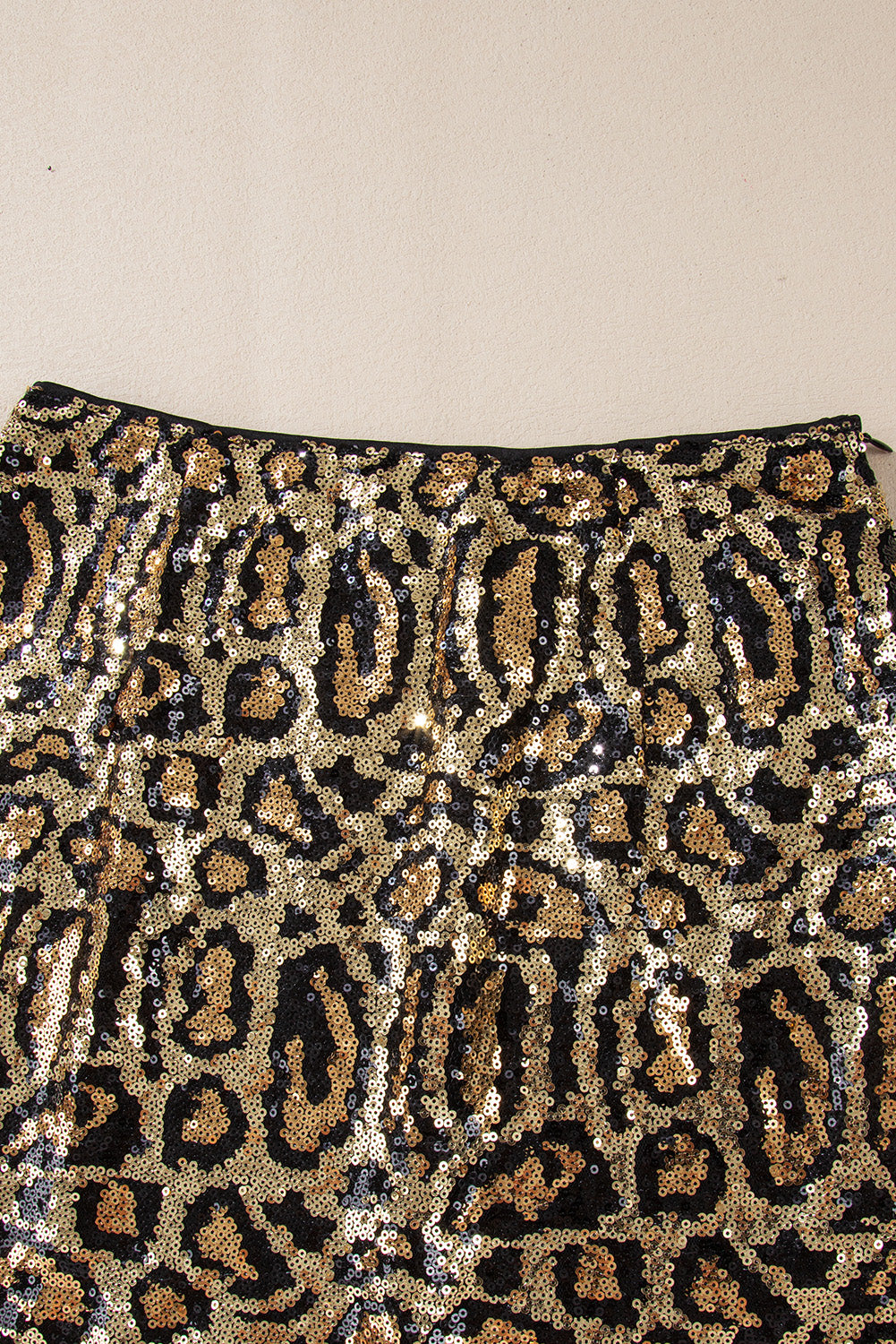 Bruine lovertjes luipaardprint disco mini rok