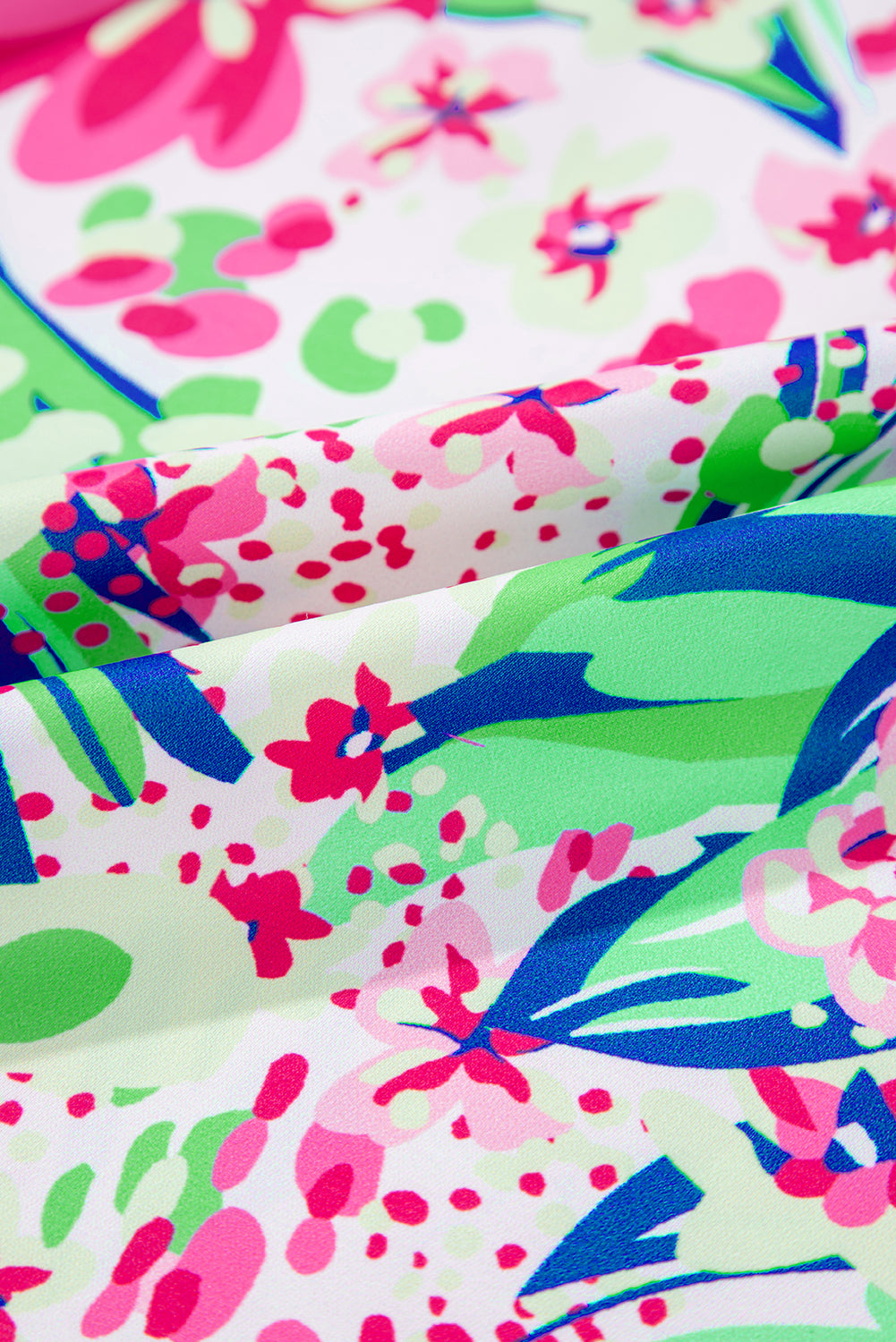 Roze bloemen gemengde print ruches cap mouw blouse