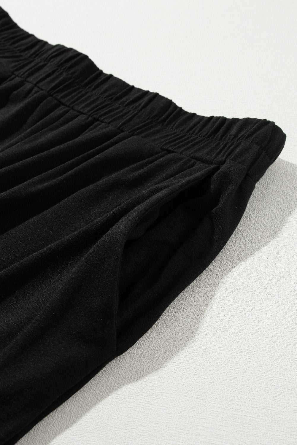 Zwart effen kleur T-shirt 2-delige broek met wijde pijpen