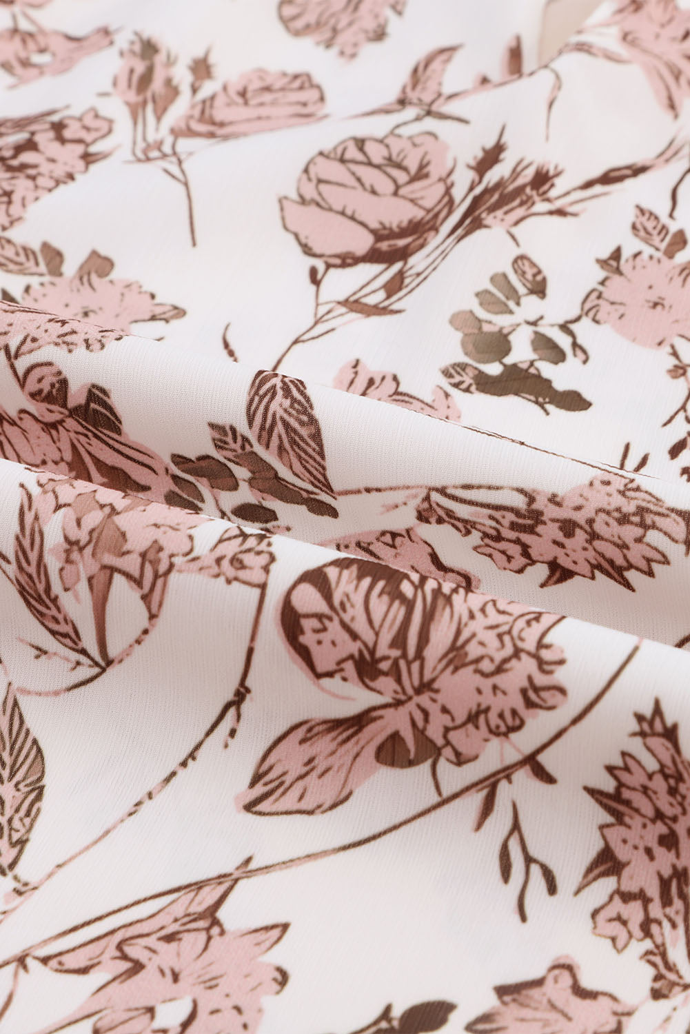 Boho bloemenprint blouse met split-V-hals en bubbelmouwen