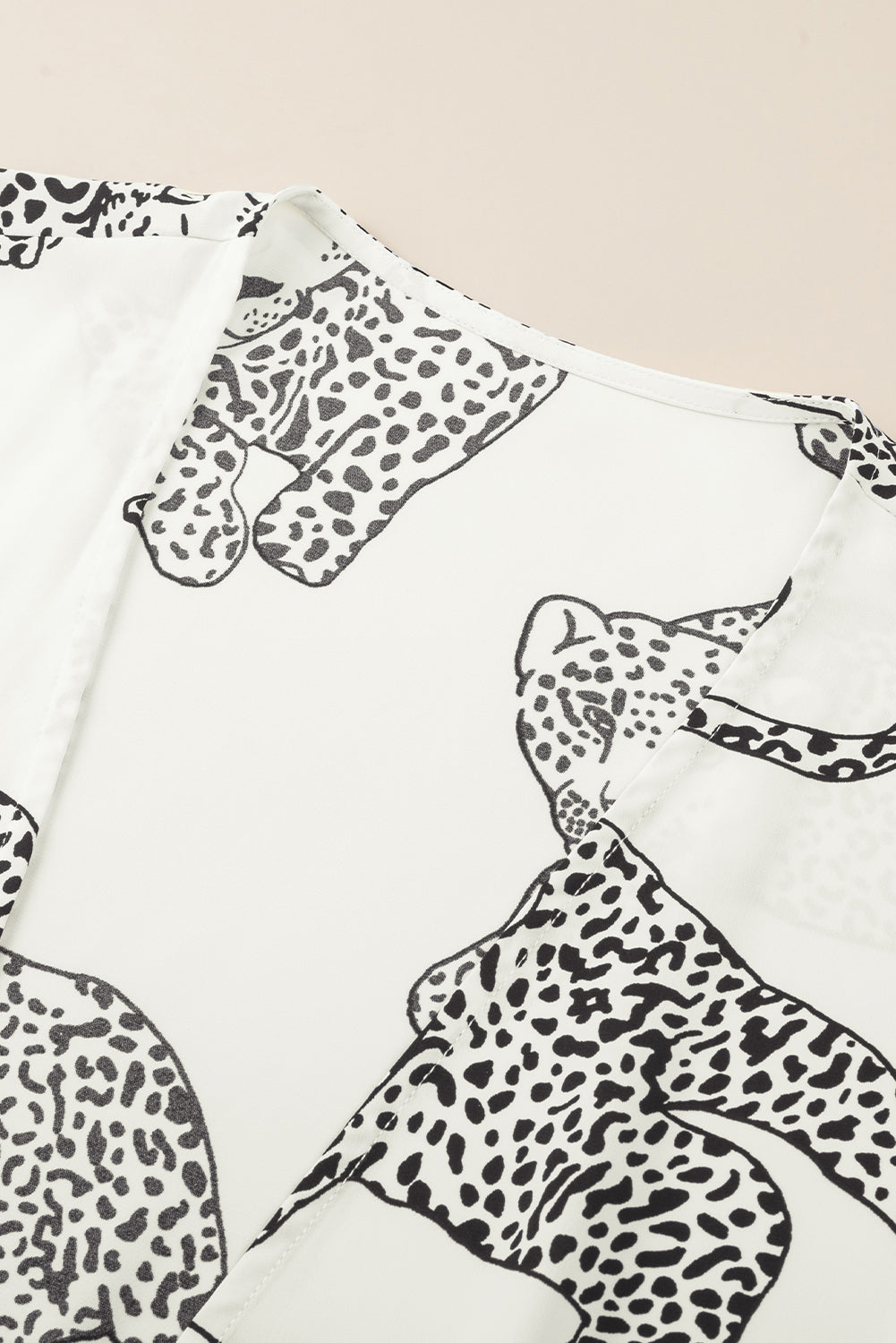 Witte Cheetah-print losse pasvorm open voorkant kimono