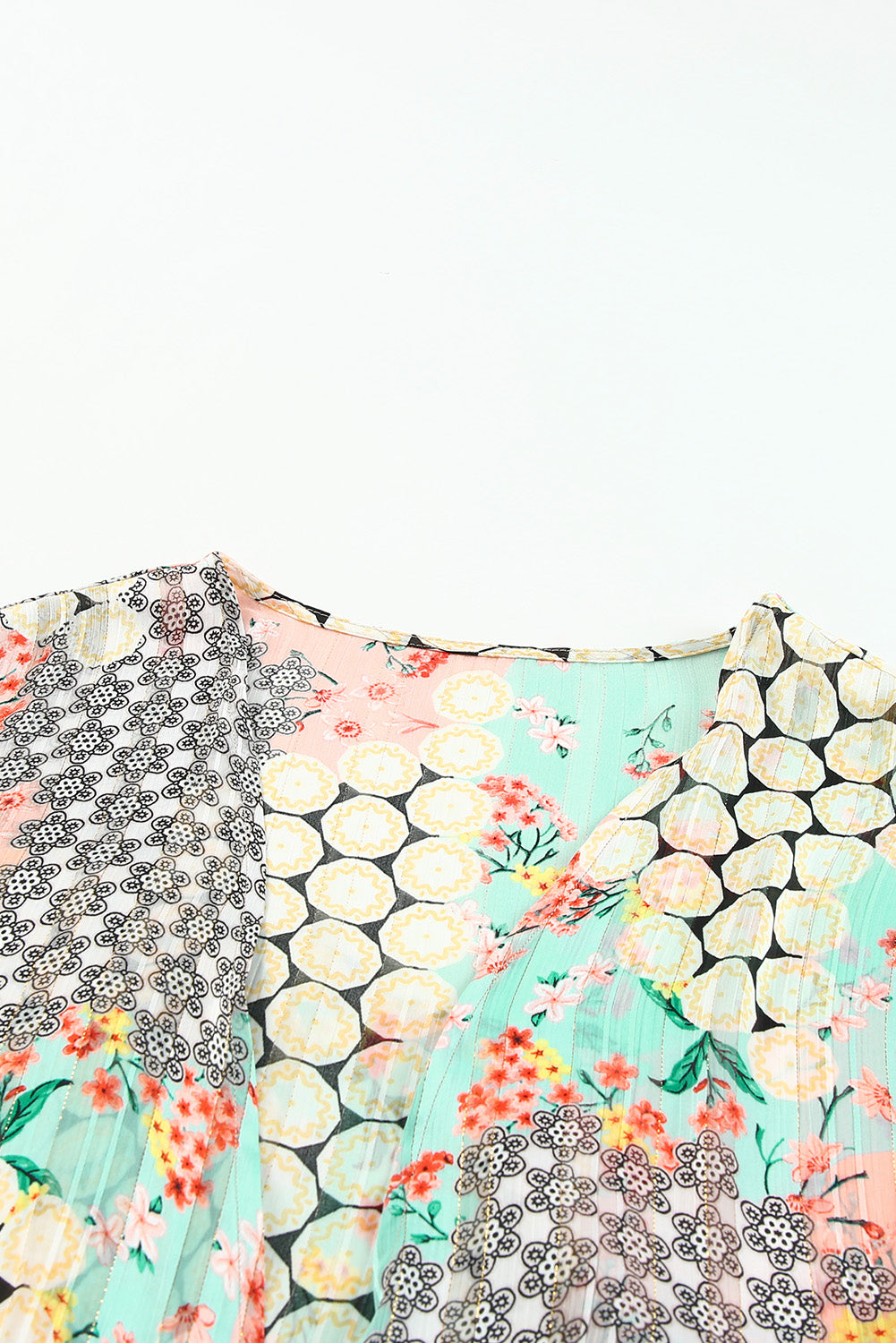 Veelkleurige bloemen open pure glanzende kimono