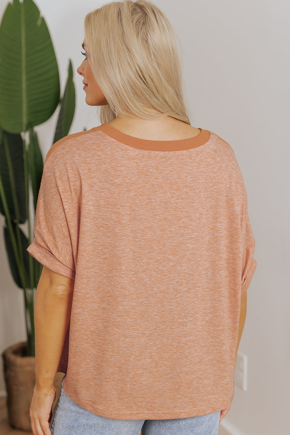 Desert Gold Stud Heart Patch getextureerde front Dolman top