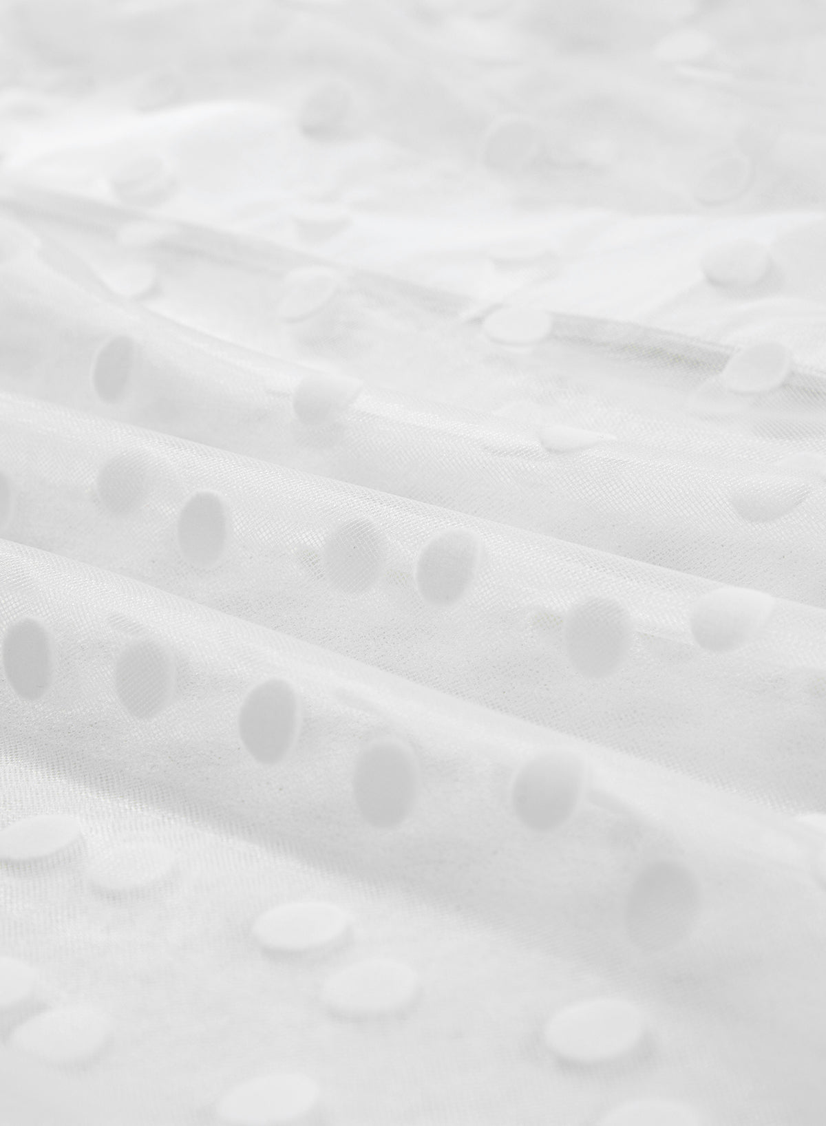 Witte polkadotprint met kraag en knoopsluiting van mesh stofdoekkimono