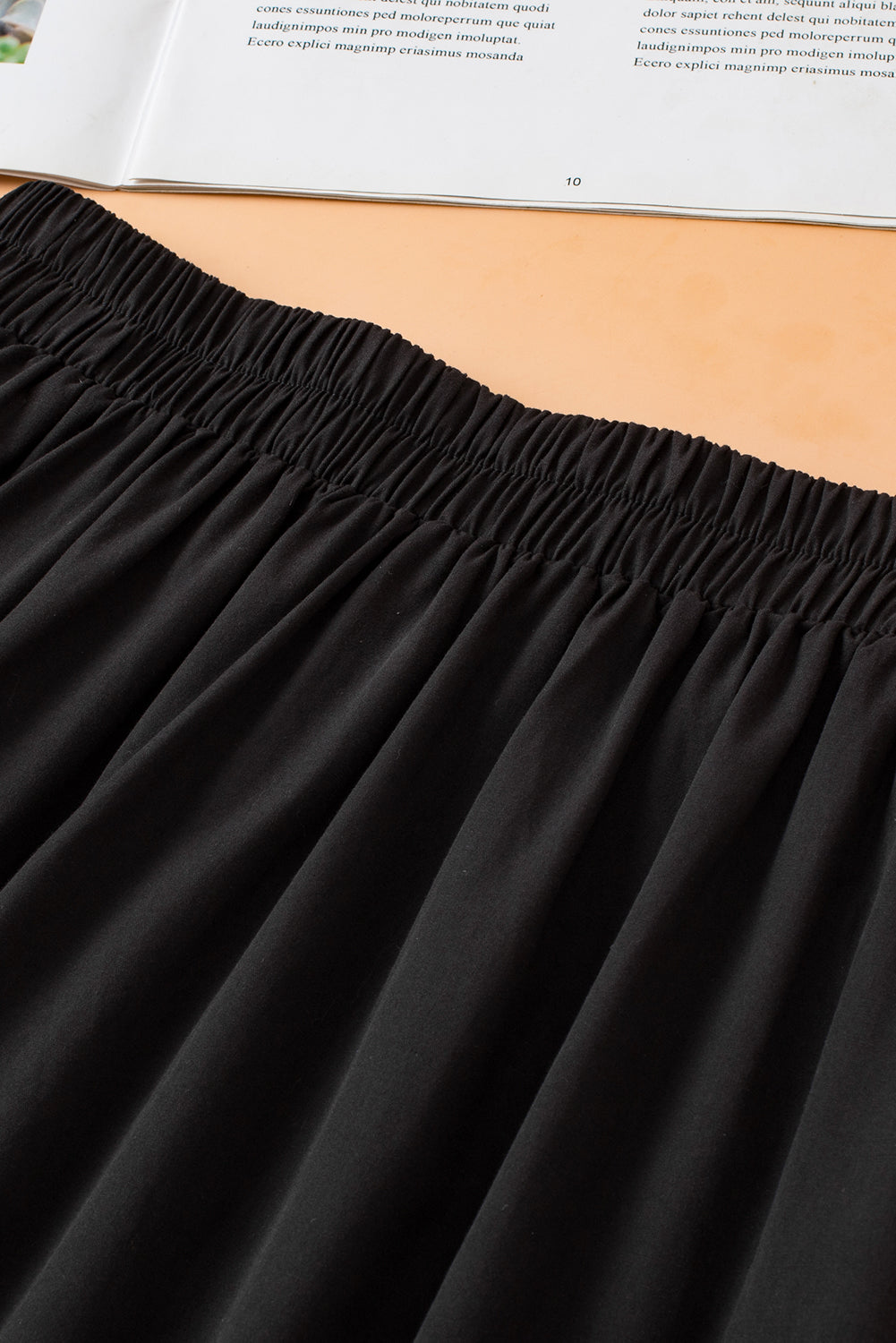 Zwarte Ricrac Trim Colorblock lange rok met hoge taille