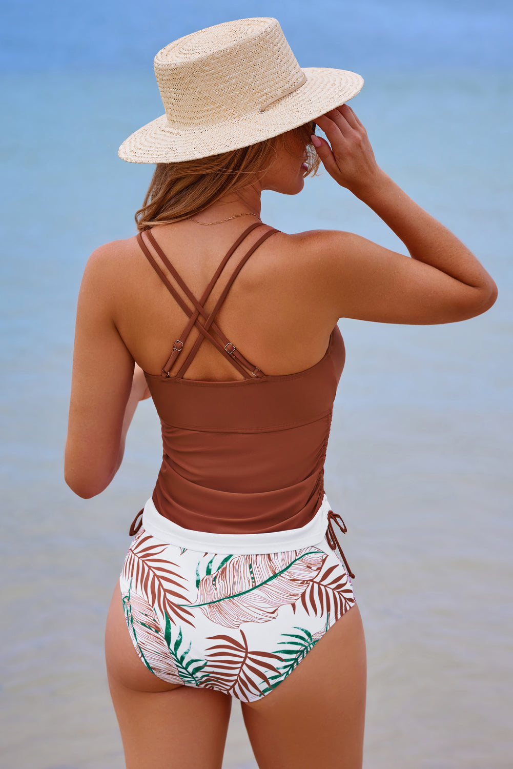 Mineral Red Drawring Tummy Control Mix-and-match 2pcs Tankini zwempak