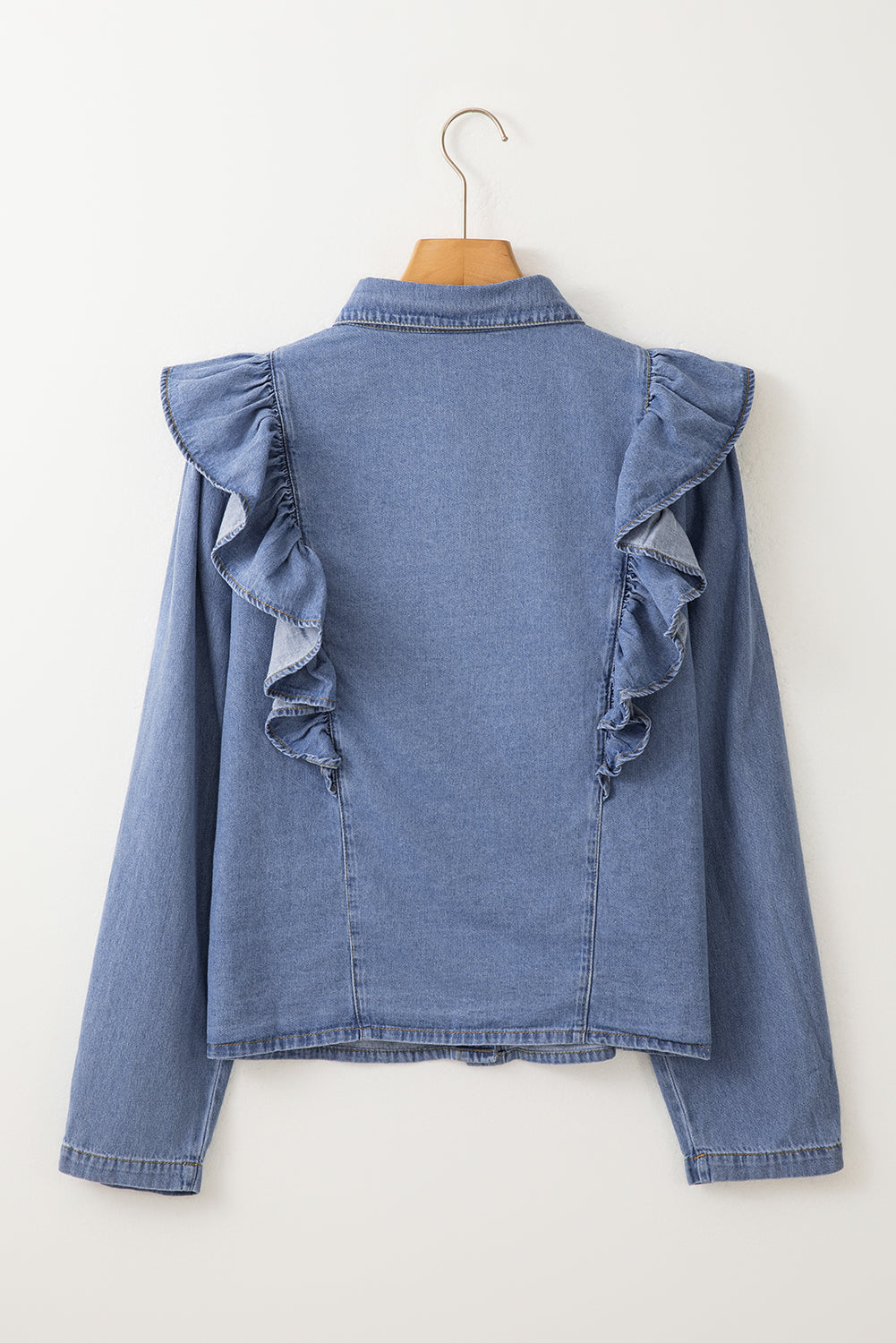 Dusk Blue Denim gegolfde casual top