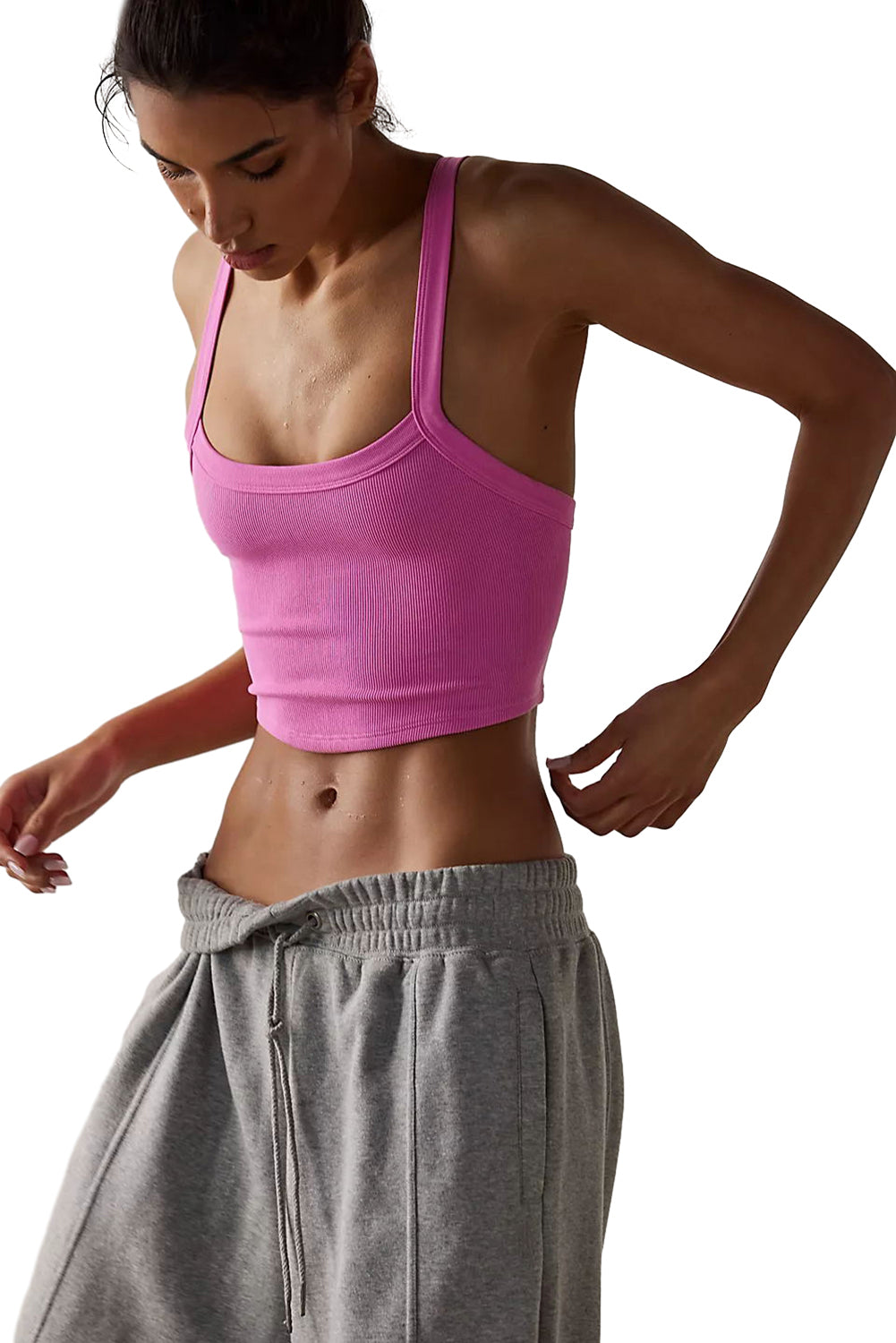 Bonbon atletische geribbelde cropped cami-top