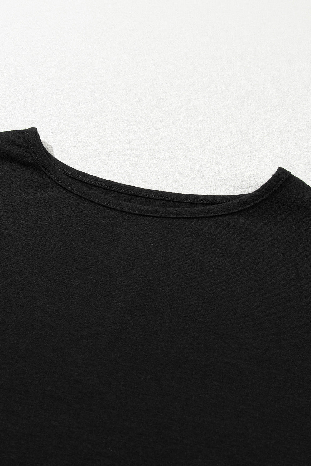 Zwart effen kleur T-shirt 2-delige broek met wijde pijpen