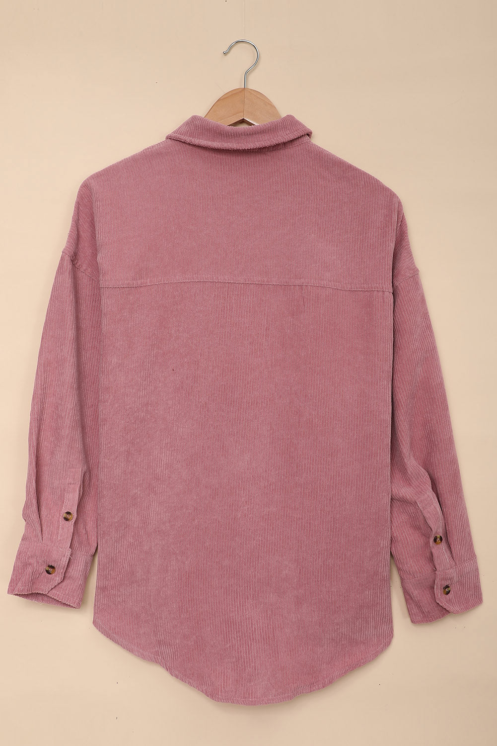 Roze corduroy overhemd met knoopzak