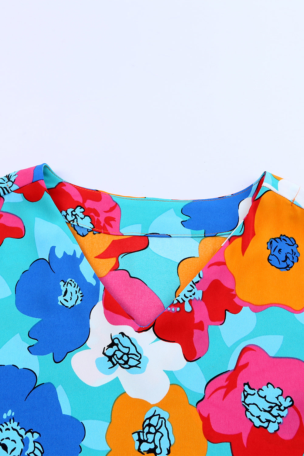 Blouse met veelkleurige bloemenprint, V-hals en 3/4 mouwen
