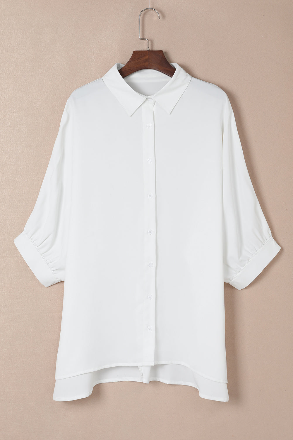 Wit oversized overhemd met 3/4 pofmouwen