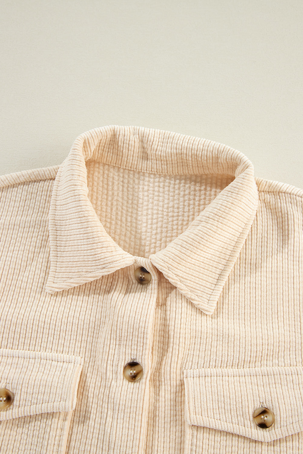 Havermout Corduroy Flap Pocket Button Up Shacket