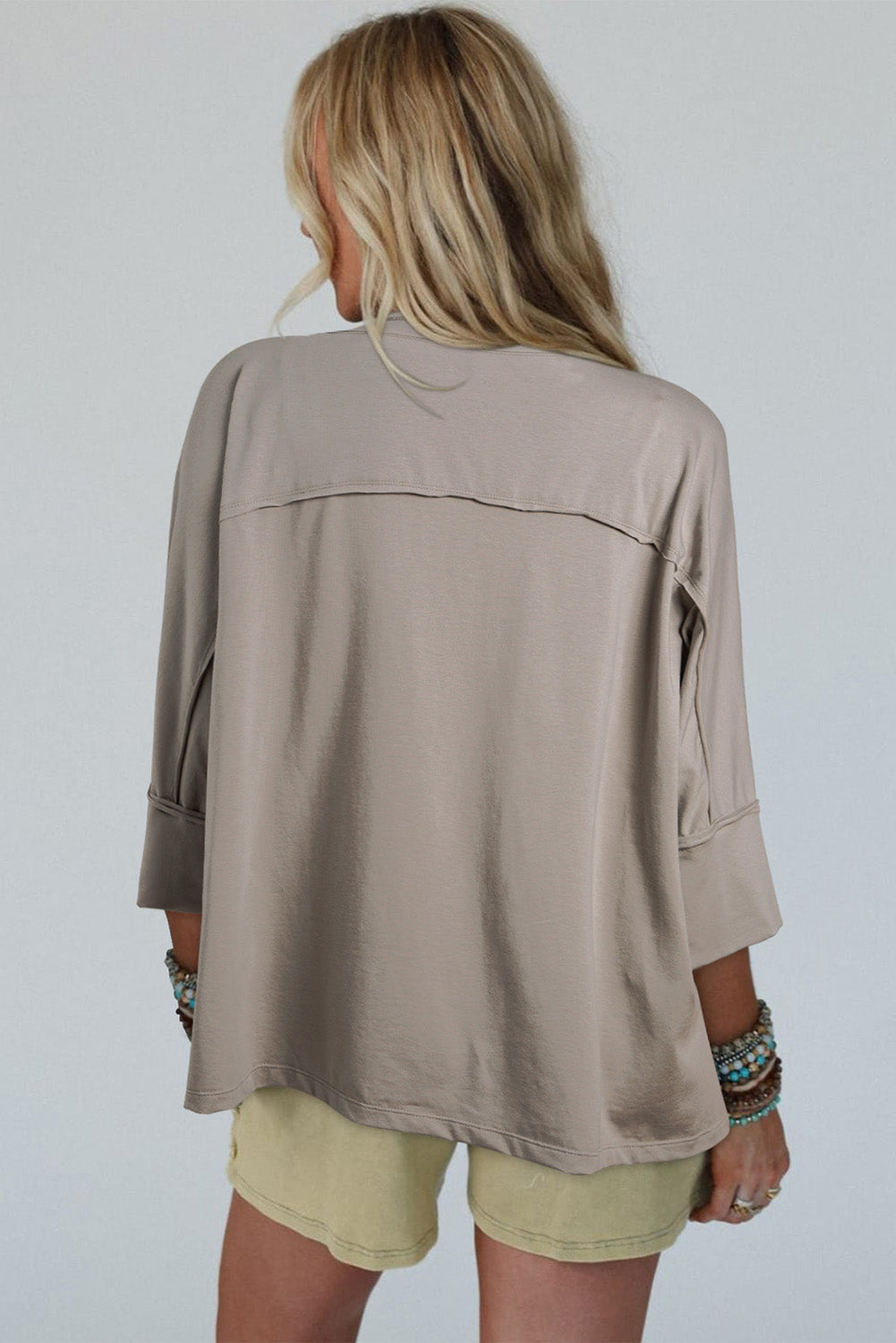 Rose Tan Floral Starbust Exposed Seam Mineral Wash Top
