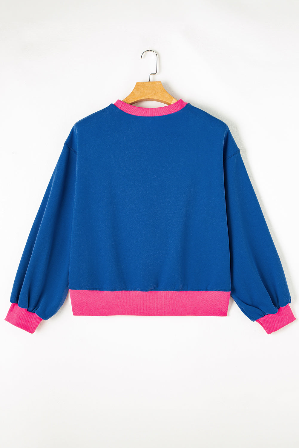 Blauw colorblock sweatshirt met bubbelmouwen