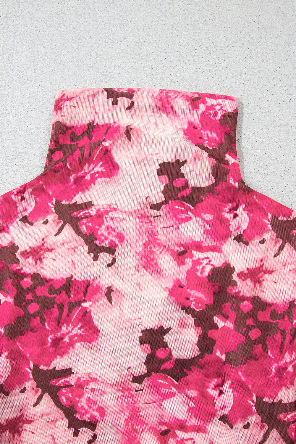 Rozen bloemen mesh founce mouw mock nek blouse