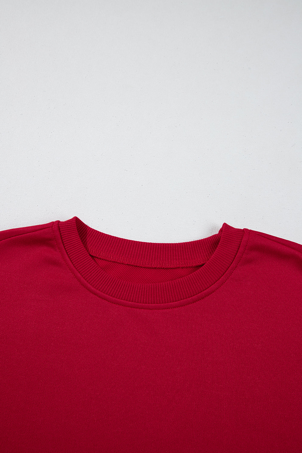 Fiery rood contrast boogdecor laten vallen mouw Crewneck sweatshirt
