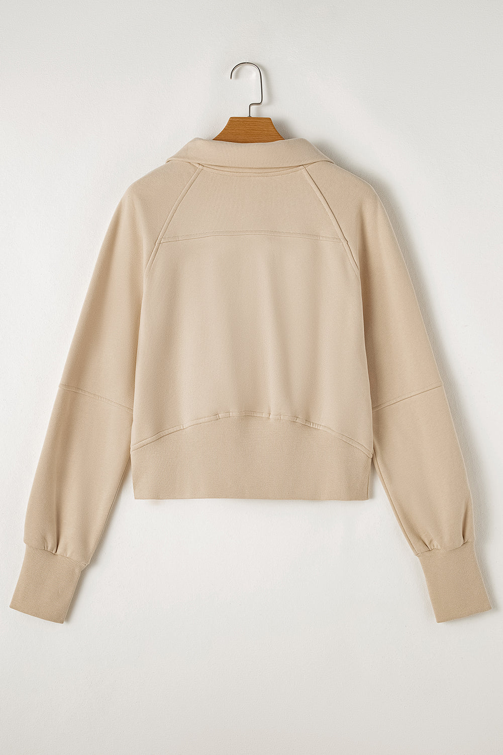 Smoke Green Fleece Lined Zip Up Stand Collar Thumbhole Sleeve Sweatshirt