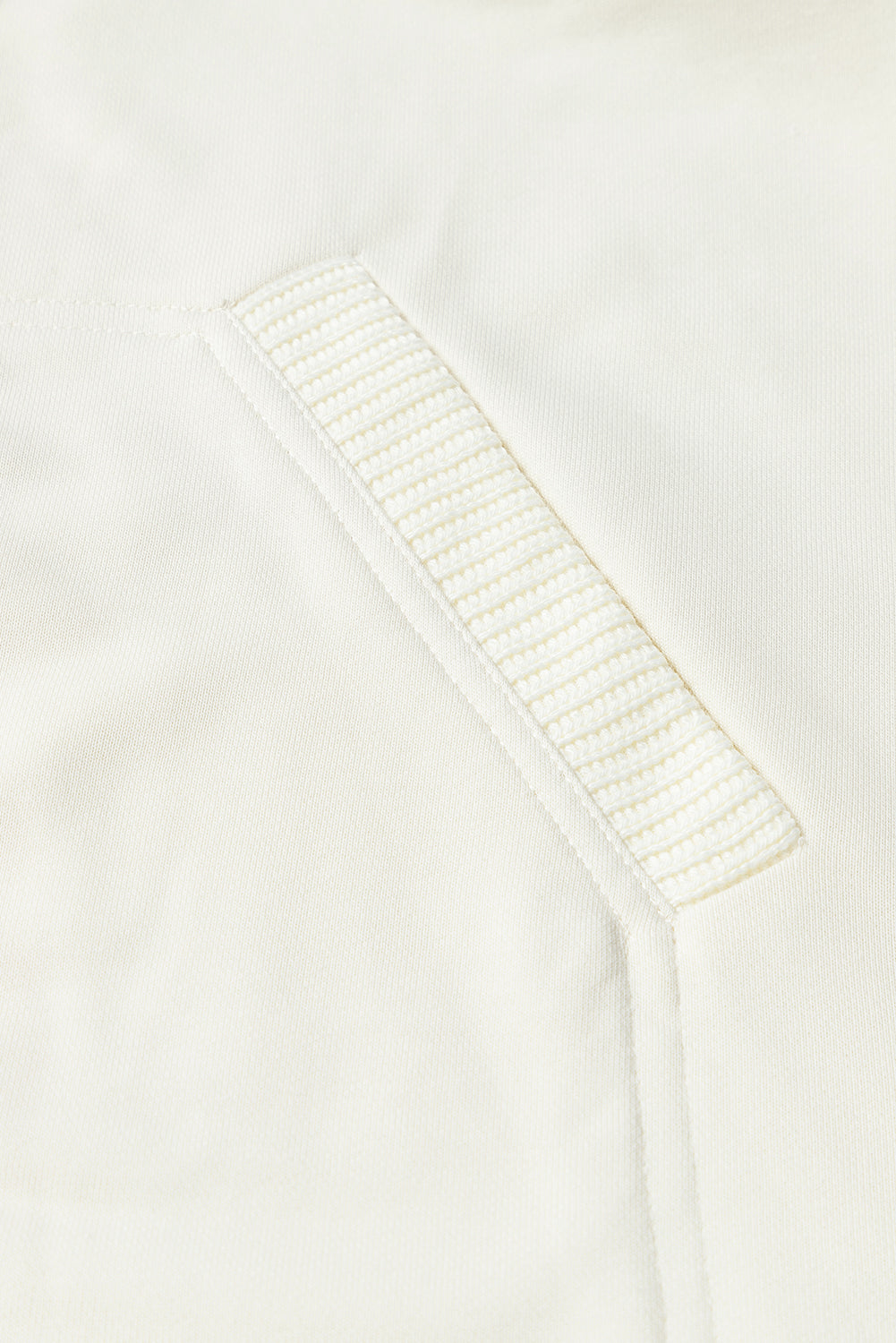 Beige Contrast Knit Patchwork Functionele Jas met Capuchon