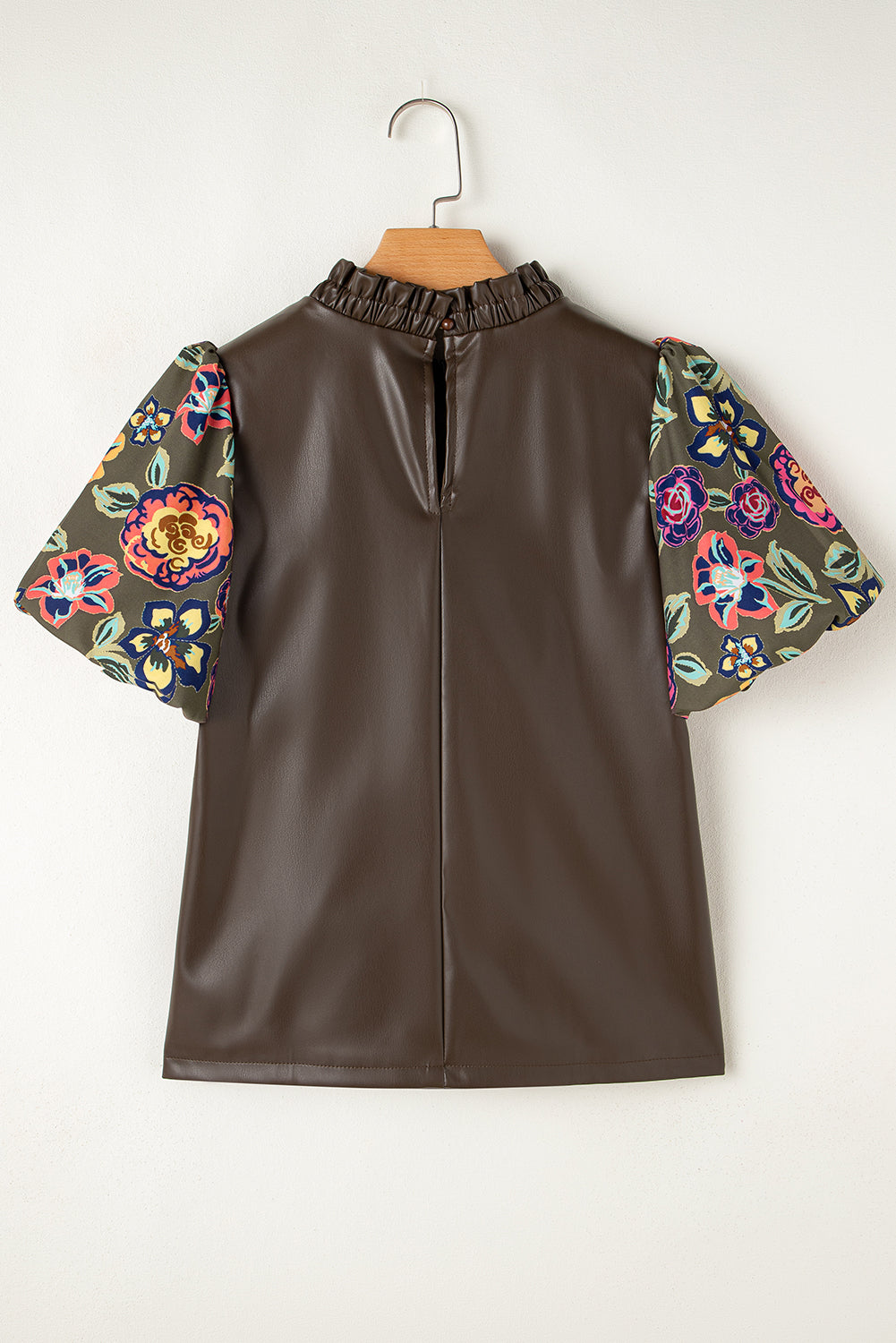 Vier blad klaver bloemen bubbel mouw lederwork lederwork frillred round necy blouse