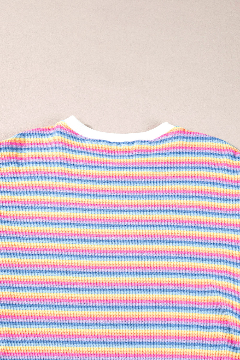 Roze gestreept T-shirtjurk met ronde hals