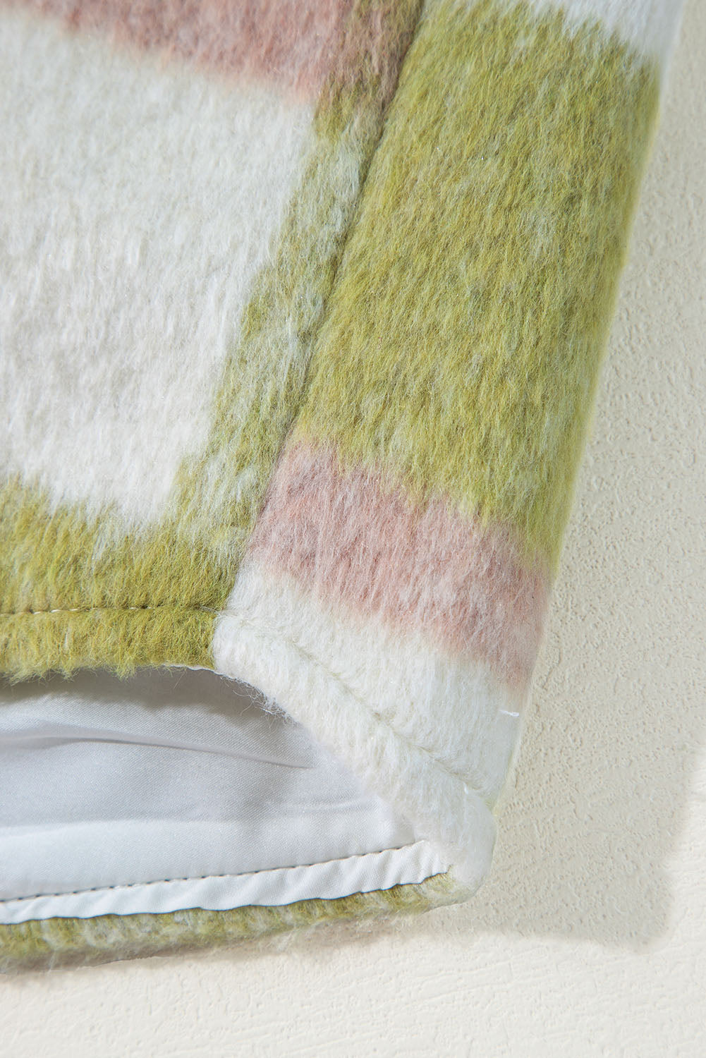 Saliegroene geruite print met klepzakken en knoopsluiting Baggy Shacket
