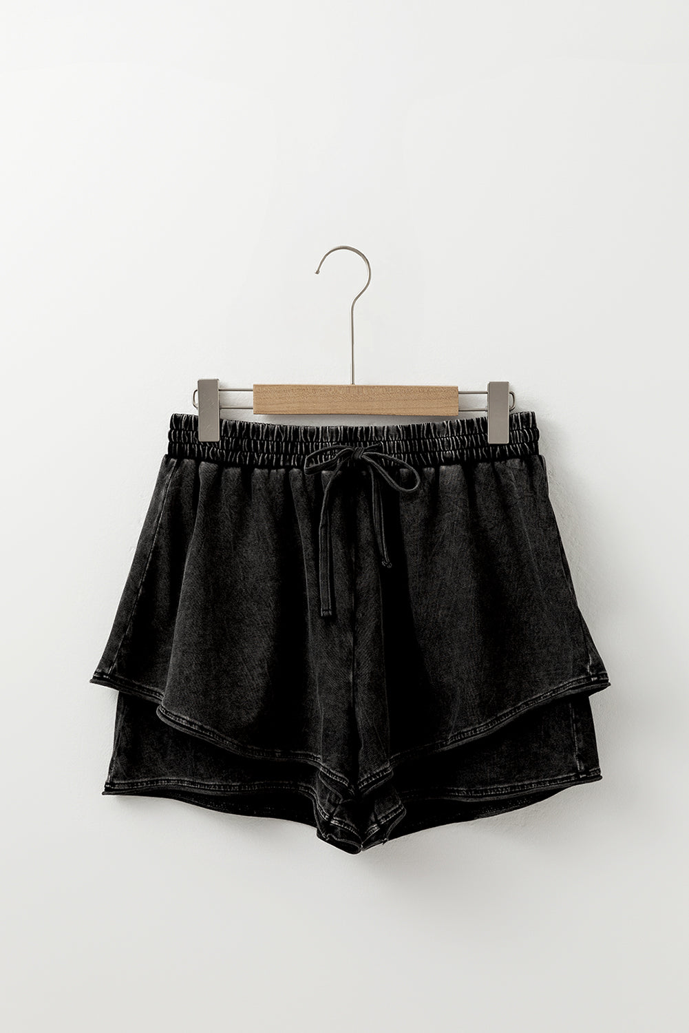 Black Mineral Wash Frans Terry High Taille Casual Shorts