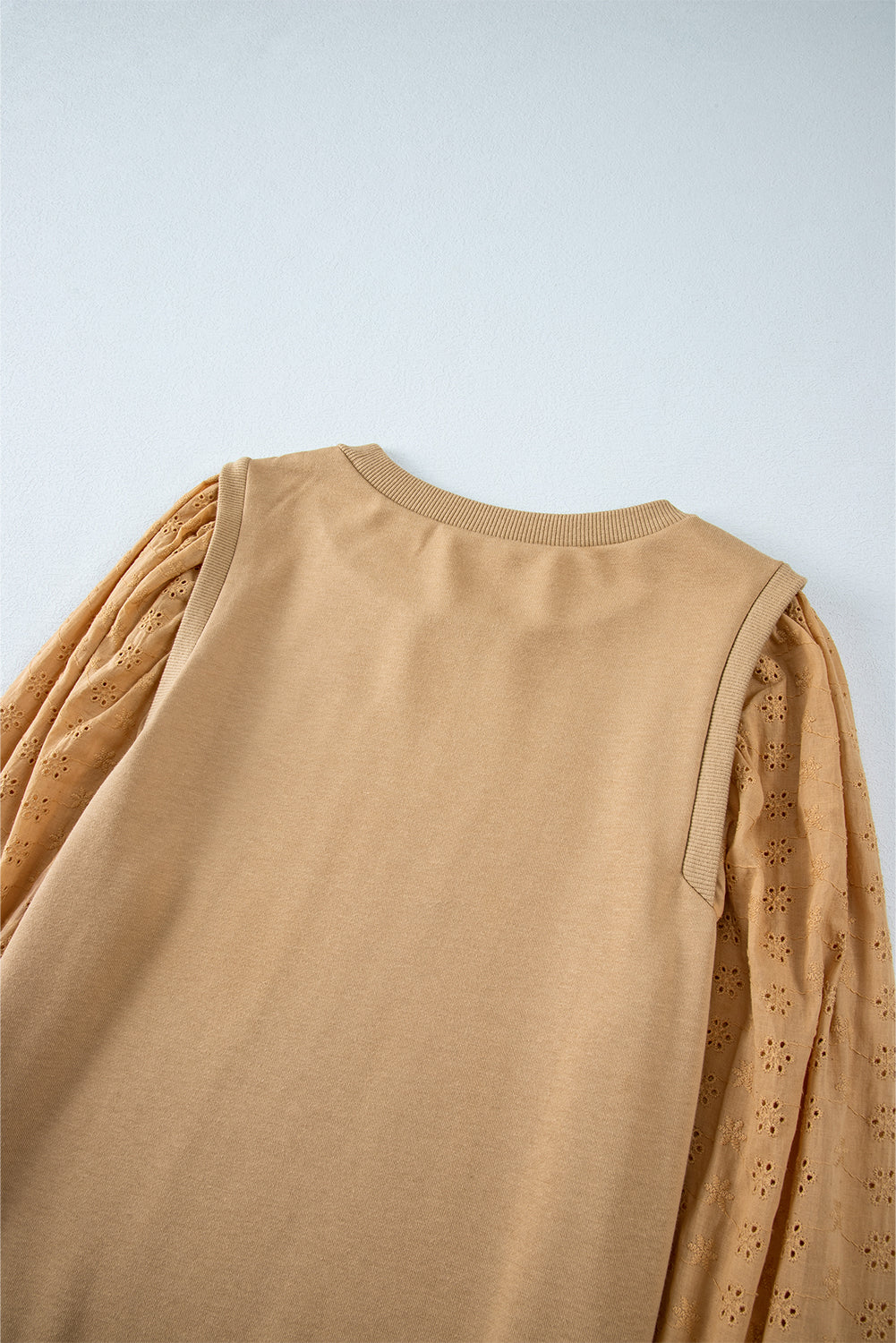 Mist Green Solid Patchwork Sleeve Round Neck Sweatshirt