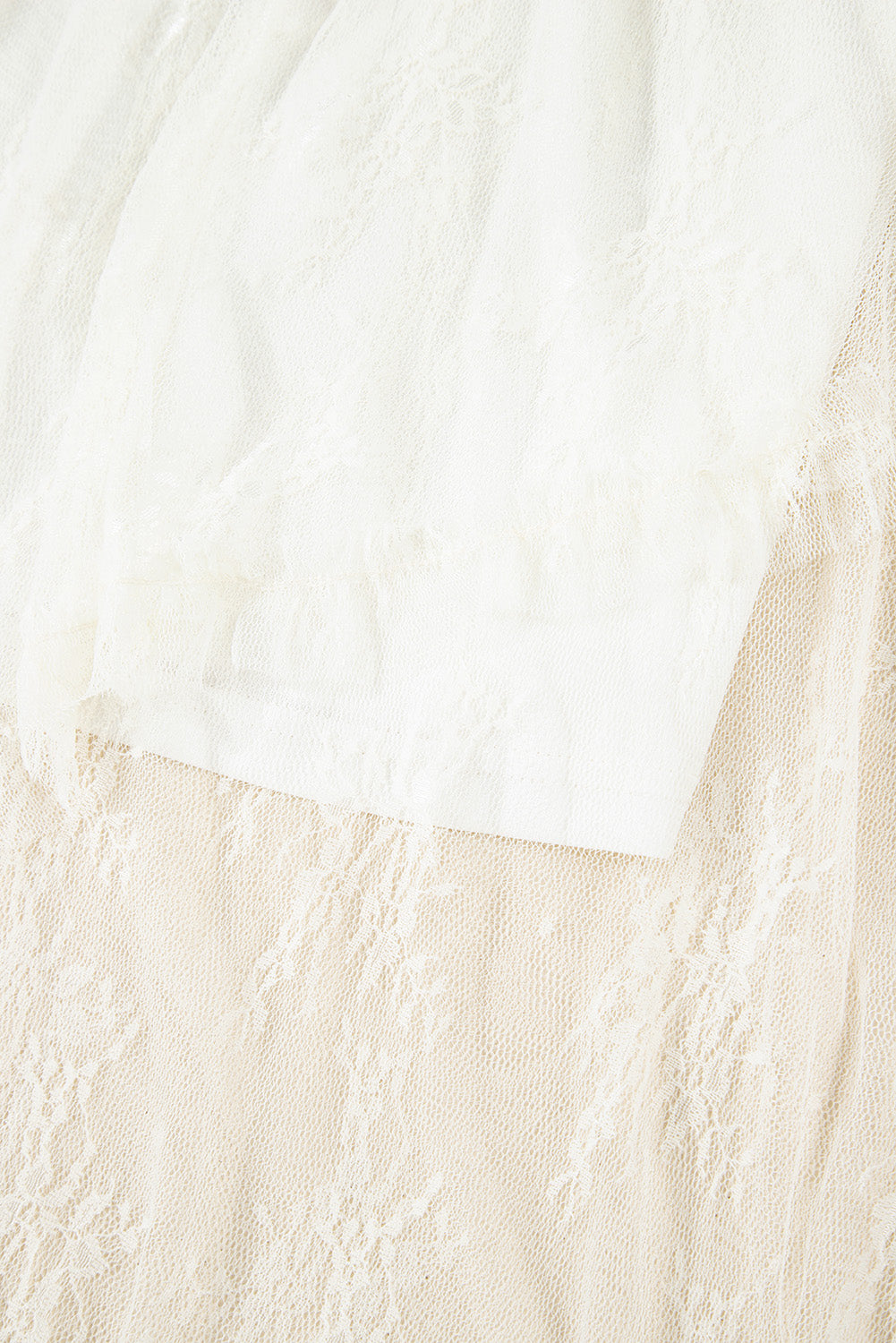 Beige Lace Cascading Tiered High Taille Maxi Rok
