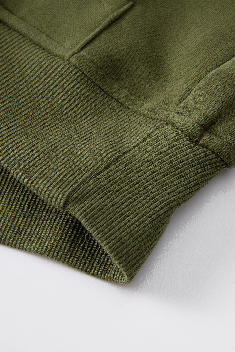 Smoke Green Fleece Lined Zip Up Stand Collar Thumbhole Sleeve Sweatshirt