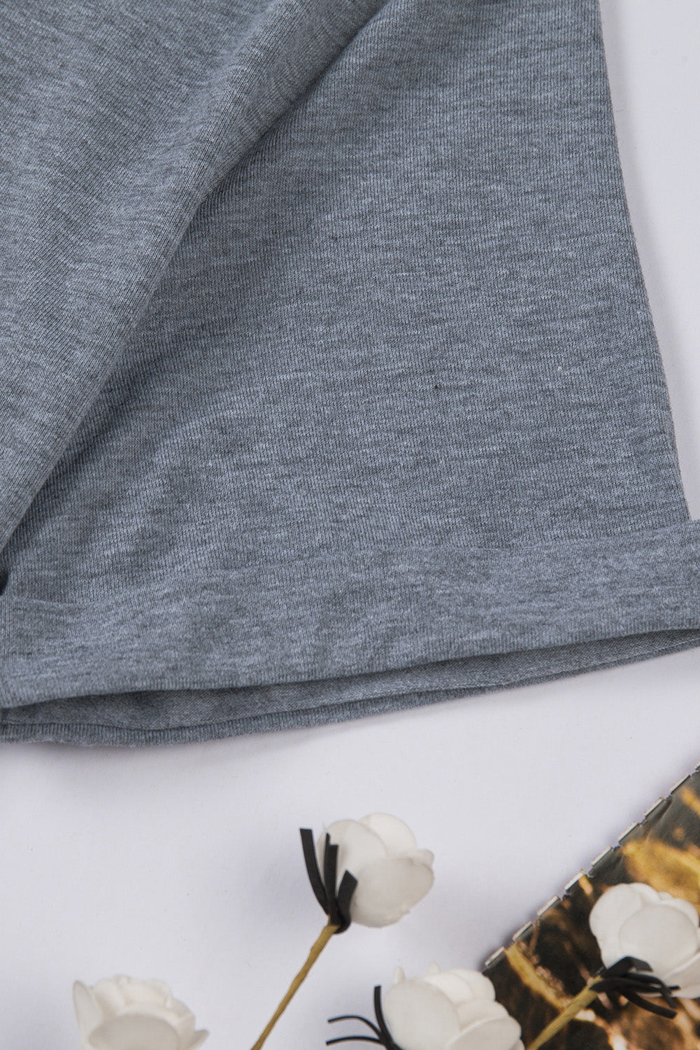 Grijs effen T-shirt met ronde hals