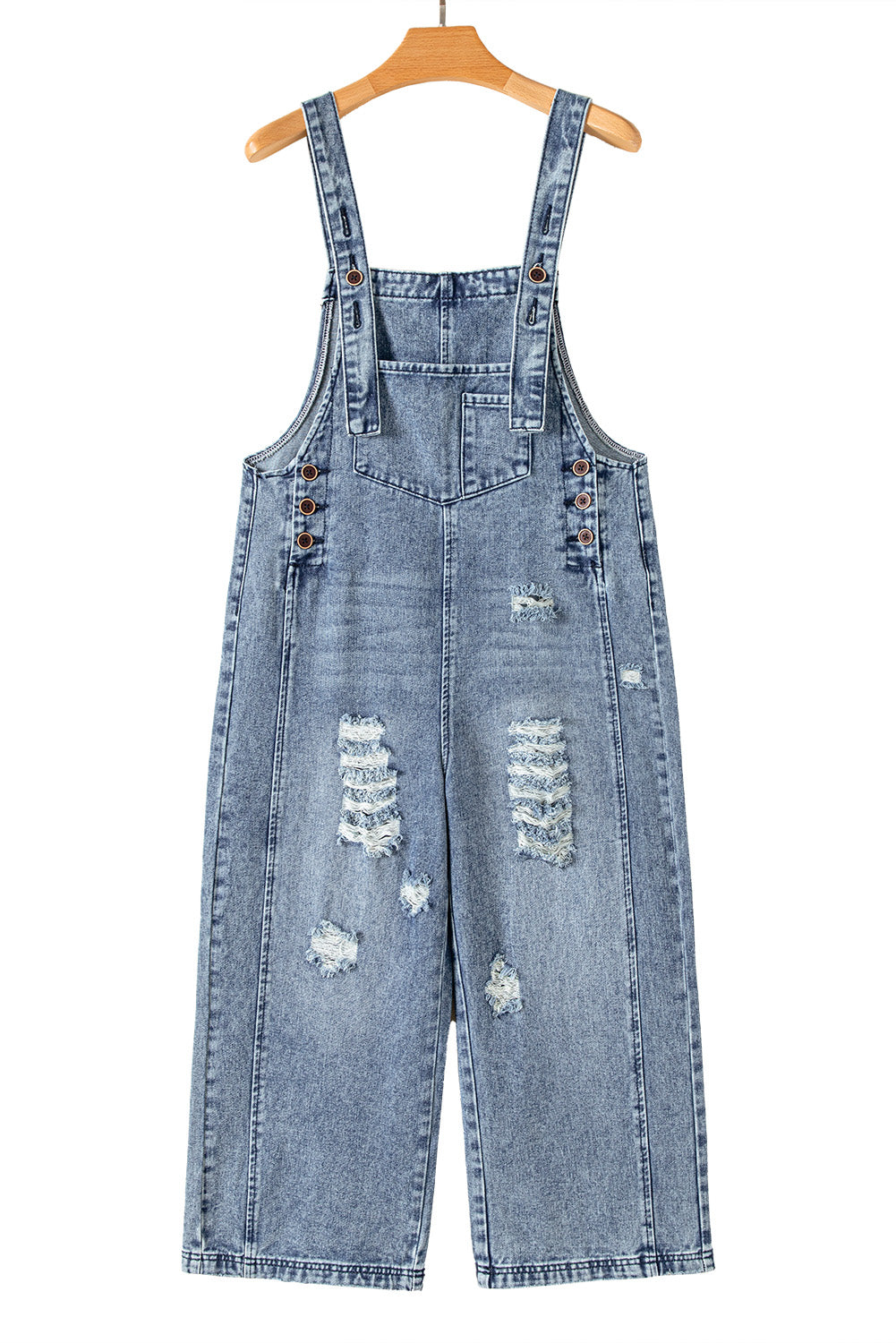 Steenblauwe bedroefde slabbetje zak wijd been denim in het algemeen