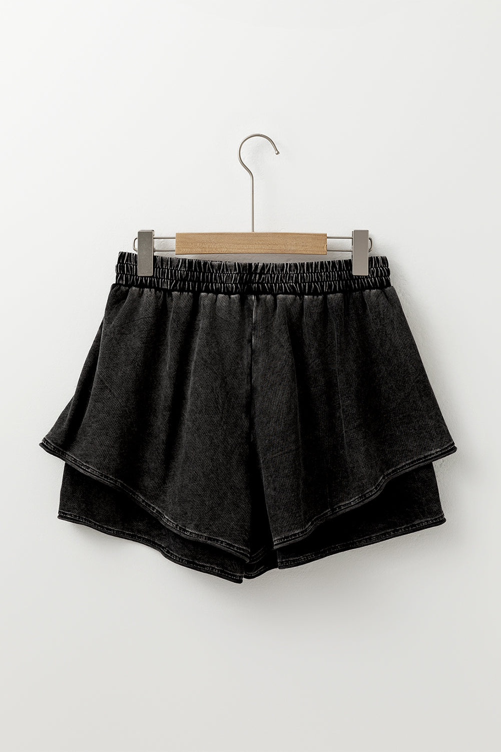 Black Mineral Wash Frans Terry High Taille Casual Shorts